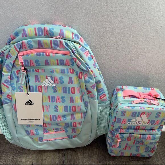 Adidas Foundations 6 Backpack and Adidas Santiago 3 Lunch Bag Set - Picture 9 of 12